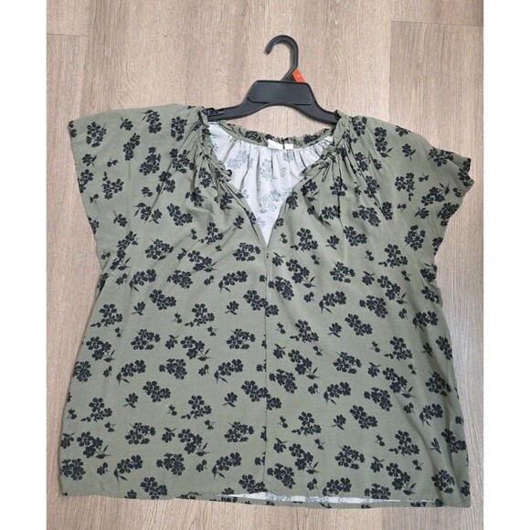GAP Women Olive Green Floral Blouse XL / Rayon Top – Casual Vintage Style - Picture 15 of 16